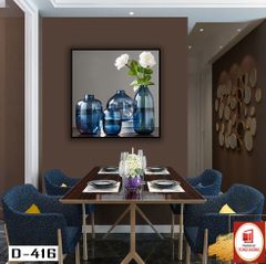 TRANH TREO TƯỜNG KHUNG HỢP KIM - TRANH TREO PHÒNG ĂN - TRANH TREO BÌNH HOA - HOA - D-416