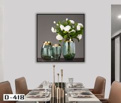 TRANH TREO TƯỜNG KHUNG HỢP KIM - TRANH TREO PHÒNG ĂN - TRANH TREO BÌNH HOA - HOA - D-418