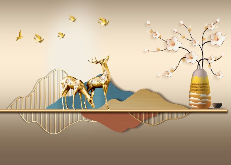 735 - TRANH TREO TƯỜNG PHÒNG ĂN - TRANH TRANG TRÍ - TRANH TRANH HƯƠU TÀI LỘC HIỆN ĐẠI | MÃ DBX-6612