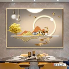 742 - TRANH TREO TƯỜNG PHÒNG ĂN - TRANH TRANG TRÍ - TRANH TRANH HƯƠU TÀI LỘC HIỆN ĐẠI | MÃ DBX-6645