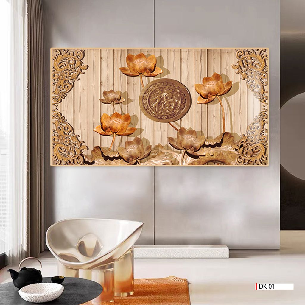 TRANH TREO TƯỜNG PHÒNG KHÁCH - TRANH HOA SEN  | MÃ DK-01