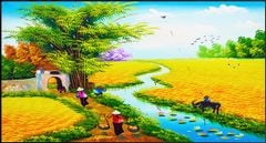 TRANH TREO TƯỜNG PHÒNG KHÁCH - TRANH ĐỒNG QUÊ GHÉP BỘ 3 BỨC | MÃ DQ05