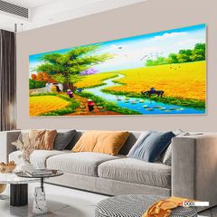 TRANH TREO TƯỜNG PHÒNG KHÁCH - TRANH ĐỒNG QUÊ GHÉP BỘ 3 BỨC | MÃ DQ05