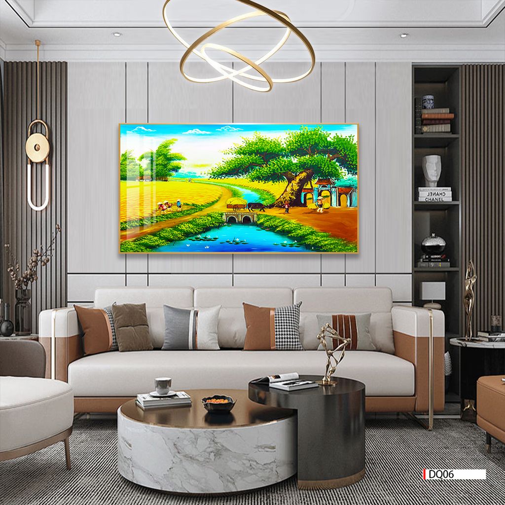 TRANH TREO TƯỜNG PHÒNG KHÁCH - TRANH ĐỒNG QUÊ GHÉP BỘ 3 BỨC | MÃ DQ06