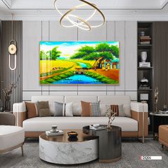 TRANH TREO TƯỜNG PHÒNG KHÁCH - TRANH ĐỒNG QUÊ GHÉP BỘ 3 BỨC | MÃ DQ06