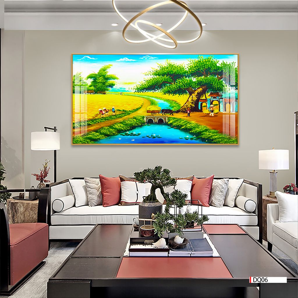 TRANH TREO TƯỜNG PHÒNG KHÁCH - TRANH ĐỒNG QUÊ GHÉP BỘ 3 BỨC | MÃ DQ06