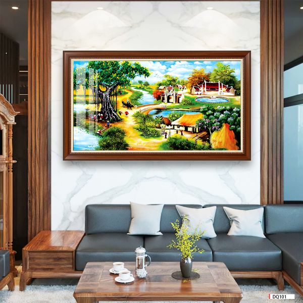 TRANH TREO TƯỜNG PHÒNG KHÁCH - TRANH LÀNG QUÊ VIỆT NAM | MÃ DQ101