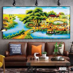 BST114 - TRANH TREO TƯỜNG - PHÒNG KHÁCH VÁCH TIVI - TRANH PHONG CẢNH ĐỒNG QUÊ - KHỔ LỚN