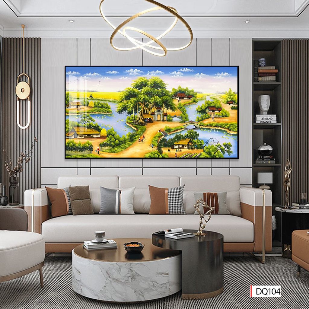 BST114 - TRANH TREO TƯỜNG - PHÒNG KHÁCH VÁCH TIVI - TRANH PHONG CẢNH ĐỒNG QUÊ - KHỔ LỚN