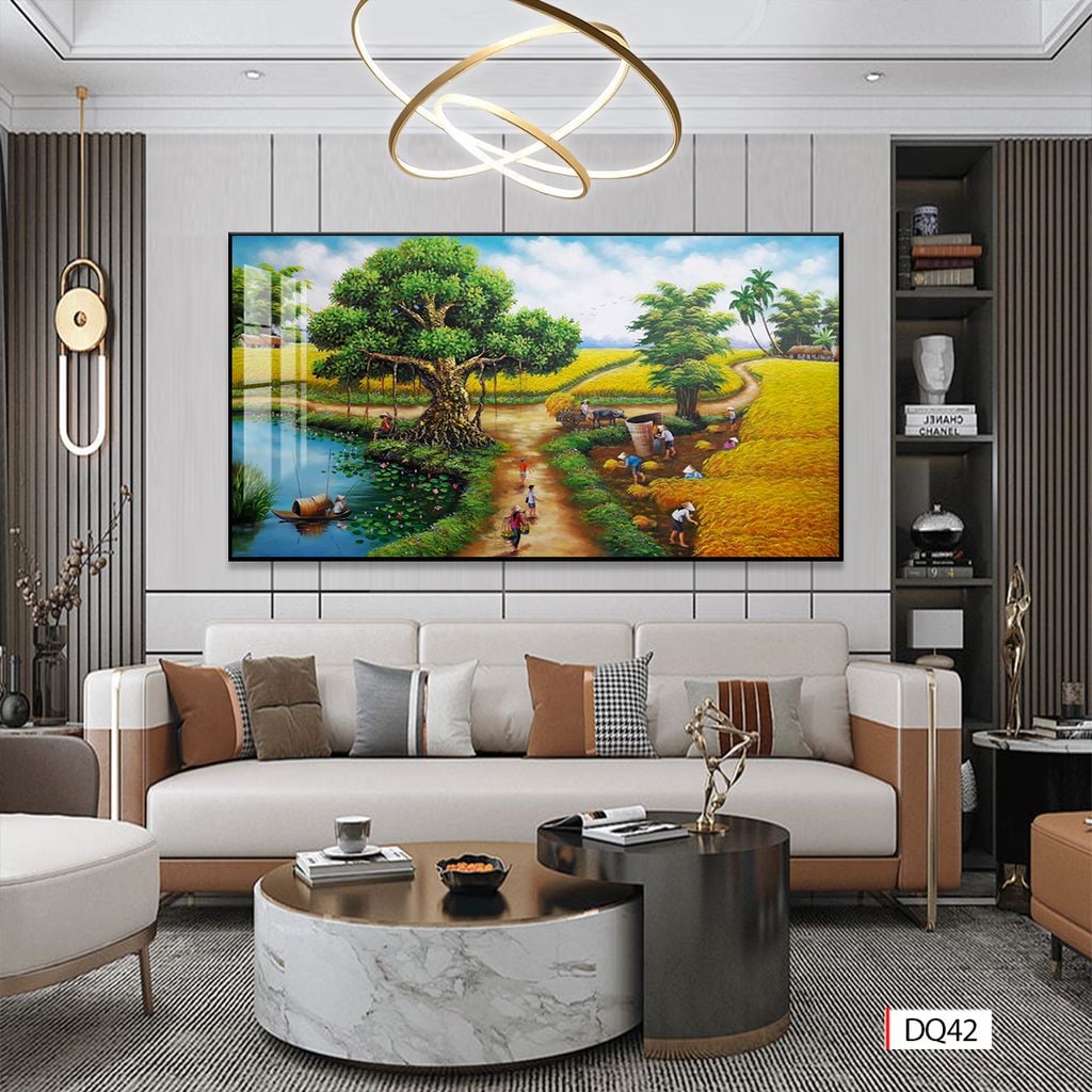 BST114 - TRANH TREO TƯỜNG - PHÒNG KHÁCH VÁCH TIVI - TRANH PHONG CẢNH ĐỒNG QUÊ - KHỔ LỚN