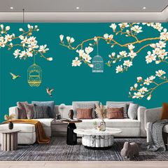 TRANH VẢI DÁN TƯỜNG 3D PHÒNG KHÁCH - TRANH VẢI INDOCHINE | MÃ DT198