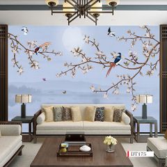 TRANH VẢI DÁN TƯỜNG 3D PHÒNG KHÁCH - TRANH HOA 3D | MÃ DT175