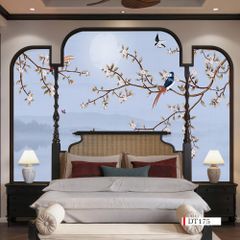 TRANH VẢI DÁN TƯỜNG 3D PHÒNG KHÁCH - TRANH HOA 3D | MÃ DT175