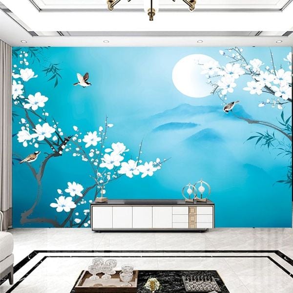 TRANH VẢI DÁN TƯỜNG 3D PHÒNG KHÁCH - TRANH VẢI INDOCHINE | MÃ DT204