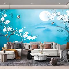 TRANH VẢI DÁN TƯỜNG 3D PHÒNG KHÁCH - TRANH VẢI INDOCHINE | MÃ DT204