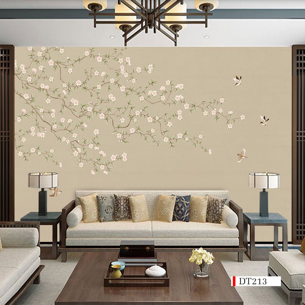 TRANH VẢI DÁN TƯỜNG 3D PHÒNG KHÁCH - TRANH HOA 3D | MÃ DT213