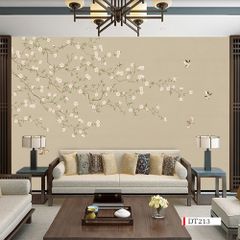 TRANH VẢI DÁN TƯỜNG 3D PHÒNG KHÁCH - TRANH HOA 3D | MÃ DT213