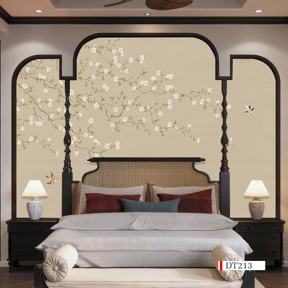 TRANH VẢI DÁN TƯỜNG 3D PHÒNG KHÁCH - TRANH HOA 3D | MÃ DT213