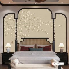 TRANH VẢI DÁN TƯỜNG 3D PHÒNG KHÁCH - TRANH HOA 3D | MÃ DT213