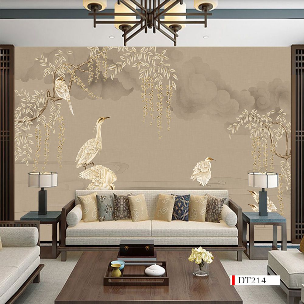 TRANH VẢI DÁN TƯỜNG 3D PHÒNG KHÁCH - TRANH HOA 3D | MÃ DT214