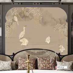 TRANH VẢI DÁN TƯỜNG 3D PHÒNG KHÁCH - TRANH HOA 3D | MÃ DT214