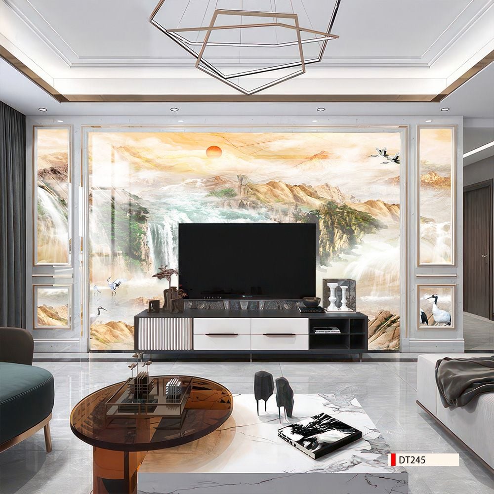 TRANH PVC ỐP TƯỜNG - VÁCH TRANG TRÍ TIVI PHÒNG KHÁCH - TRANH VÂN ĐÁ PHONG CẢNH | MÃ DT245