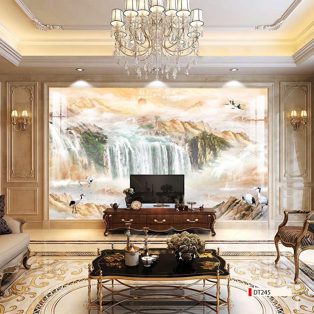 TRANH PVC ỐP TƯỜNG - VÁCH TRANG TRÍ TIVI PHÒNG KHÁCH - TRANH VÂN ĐÁ PHONG CẢNH | MÃ DT245