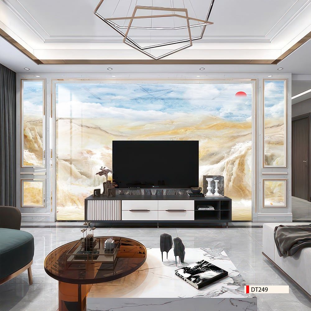 TRANH PVC ỐP TƯỜNG - VÁCH TRANG TRÍ TIVI PHÒNG KHÁCH - TRANH VÂN ĐÁ PHONG CẢNH | MÃ DT247