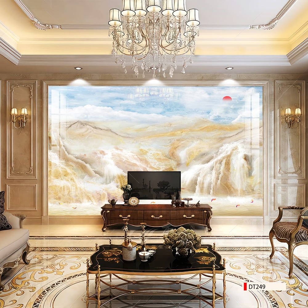 TRANH PVC ỐP TƯỜNG - VÁCH TRANG TRÍ TIVI PHÒNG KHÁCH - TRANH VÂN ĐÁ PHONG CẢNH | MÃ DT247