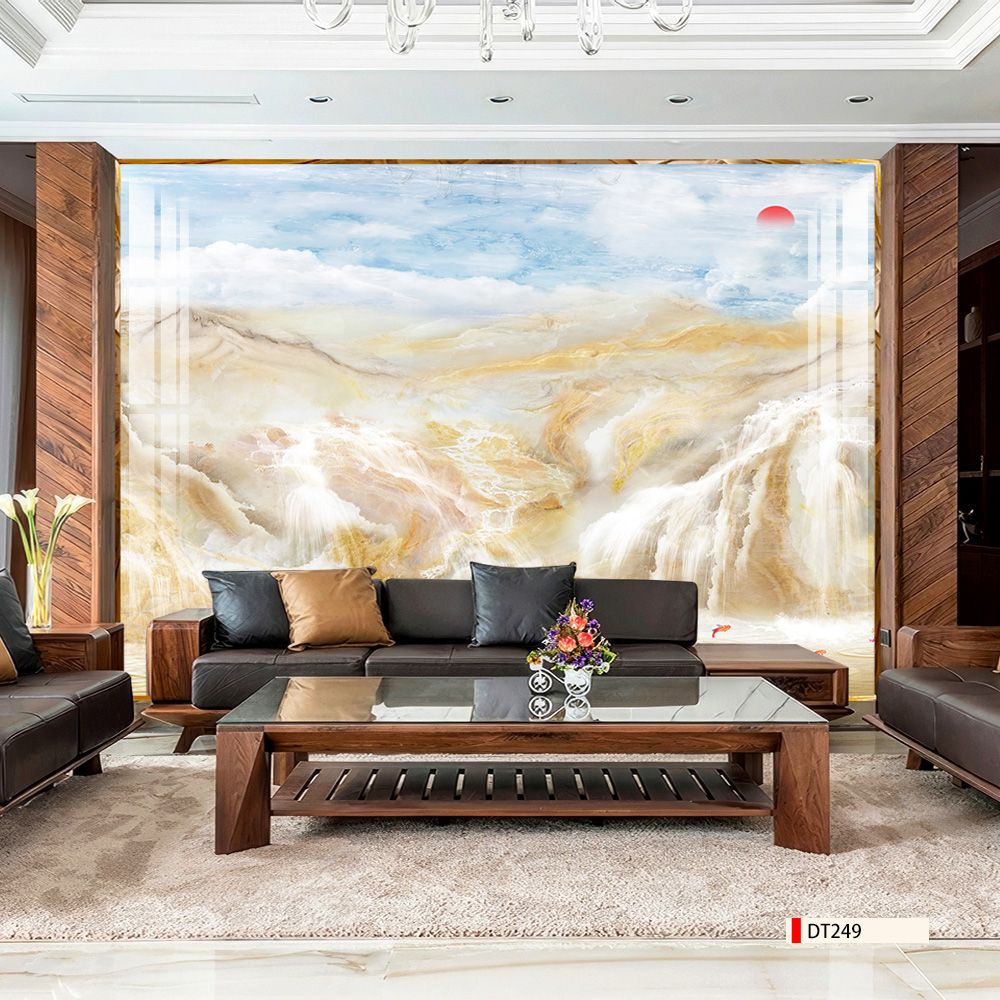 TRANH PVC ỐP TƯỜNG - VÁCH TRANG TRÍ TIVI PHÒNG KHÁCH - TRANH VÂN ĐÁ PHONG CẢNH | MÃ DT247