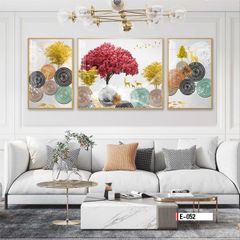 TRANH TREO TƯỜNG PHÒNG KHÁCH - TRANH HƯƠU TÀI LỘC GHÉP BỘ 3 BỨC | MÃ T2HD45