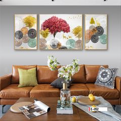 TRANH TREO TƯỜNG PHÒNG KHÁCH - TRANH HƯƠU TÀI LỘC GHÉP BỘ 3 BỨC | MÃ T2HD45