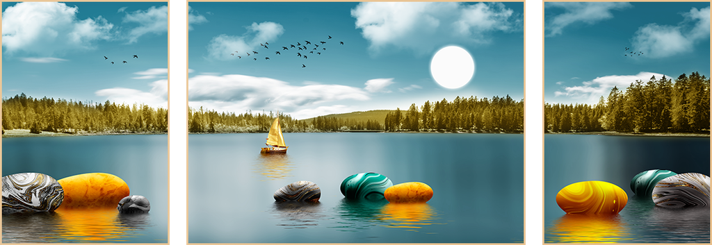 TRANH TREO TƯỜNG PHÒNG KHÁCH - TRANH PHONG CẢNH GHÉP BỘ 3 BỨC | MÃ E-087