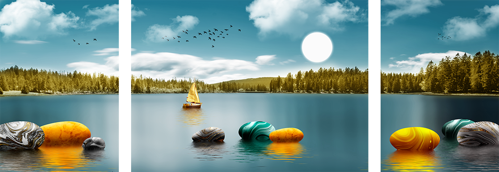 TRANH TREO TƯỜNG PHÒNG KHÁCH - TRANH PHONG CẢNH GHÉP BỘ 3 BỨC | MÃ E-087