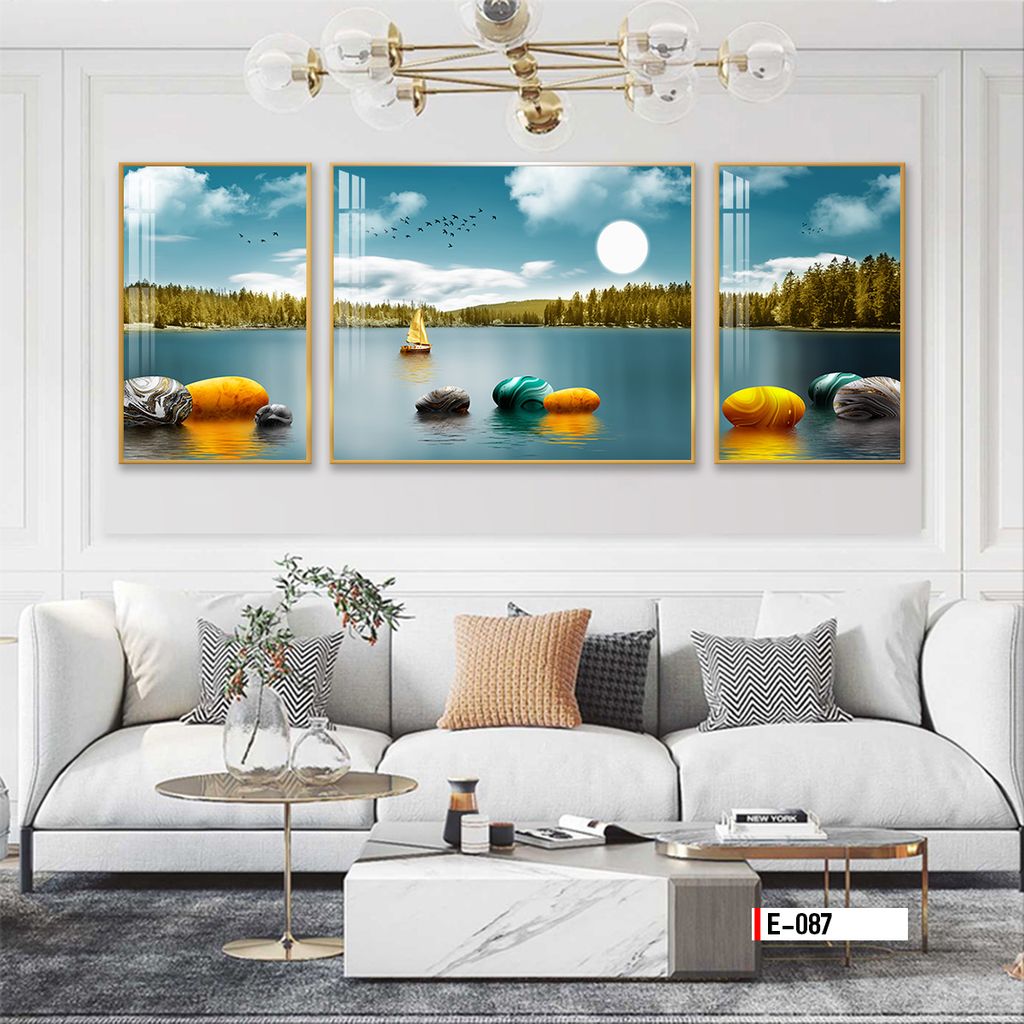 TRANH TREO TƯỜNG PHÒNG KHÁCH - TRANH PHONG CẢNH GHÉP BỘ 3 BỨC | MÃ E-087