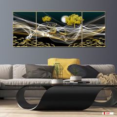 TRANH TREO TƯỜNG PHÒNG KHÁCH GHÉP BỘ 3 BỨC - TRANH HƯƠU TÀI LỘC | MÃ E-237