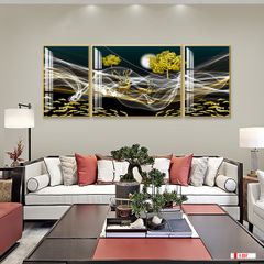 TRANH TREO TƯỜNG PHÒNG KHÁCH GHÉP BỘ 3 BỨC - TRANH HƯƠU TÀI LỘC | MÃ E-237