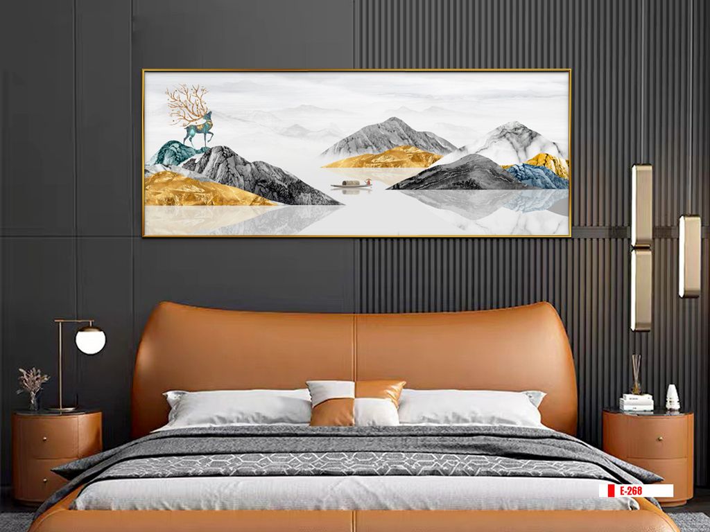 TRANH TREO TƯỜNG PHÒNG NGỦ KHỔ LỚN - TRANH HƯƠU TÀI LỘC | MÃ E-268