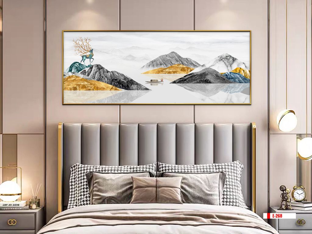 TRANH TREO TƯỜNG PHÒNG NGỦ KHỔ LỚN - TRANH HƯƠU TÀI LỘC | MÃ E-268