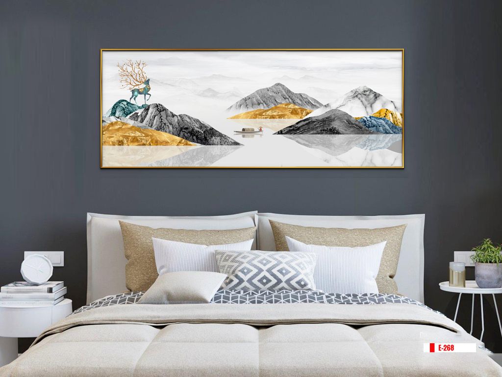 TRANH TREO TƯỜNG PHÒNG NGỦ KHỔ LỚN - TRANH HƯƠU TÀI LỘC | MÃ E-268