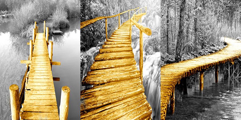 TRANH TREO PHÒNG KHÁCH GHÉP BỘ 3 BỨC - TRANH PHONG CẢNH THIÊN NHIÊN | MÃ E-611