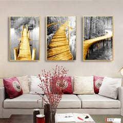 TRANH TREO PHÒNG KHÁCH GHÉP BỘ 3 BỨC - TRANH PHONG CẢNH THIÊN NHIÊN | MÃ E-611