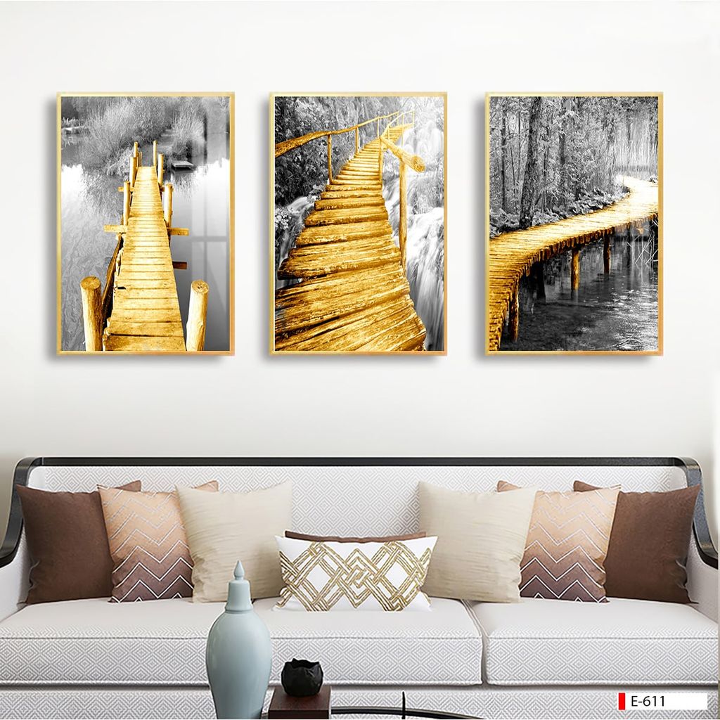 TRANH TREO PHÒNG KHÁCH GHÉP BỘ 3 BỨC - TRANH PHONG CẢNH THIÊN NHIÊN | MÃ E-611