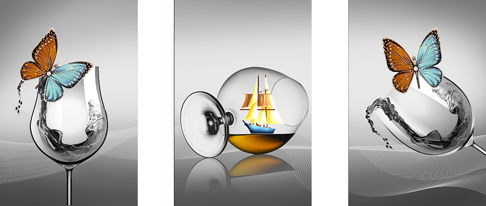 TRANH TREO TƯỜNG PHÒNG ĂN - TRANH TĨNH VẬT GHÉP BỘ 3 BỨC | MÃ E-655