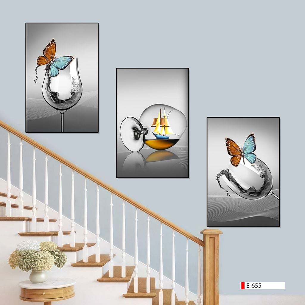 TRANH TREO TƯỜNG PHÒNG ĂN - TRANH TĨNH VẬT GHÉP BỘ 3 BỨC | MÃ E-655