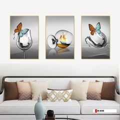 TRANH TREO TƯỜNG PHÒNG ĂN - TRANH TĨNH VẬT GHÉP BỘ 3 BỨC | MÃ E-655