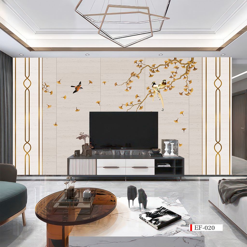 TRANH VẢI DÁN TƯỜNG 3D PHÒNG KHÁCH - TRANH HOA 3D | MÃ EF-020