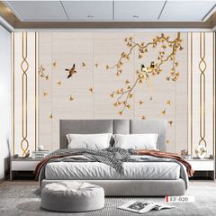 TRANH VẢI DÁN TƯỜNG 3D PHÒNG KHÁCH - TRANH HOA 3D | MÃ EF-020