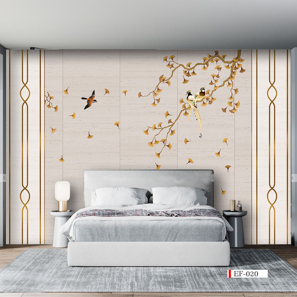 TRANH VẢI DÁN TƯỜNG 3D PHÒNG KHÁCH - TRANH HOA 3D | MÃ EF-020