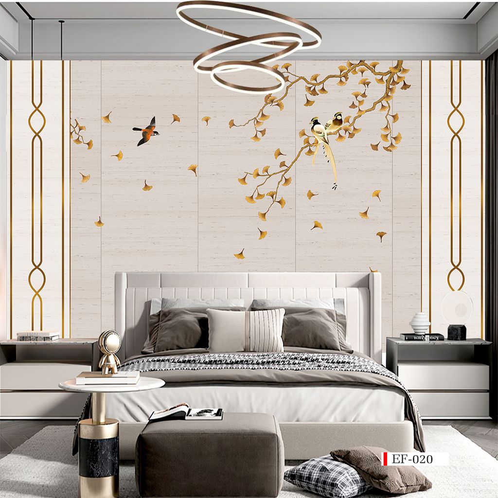 TRANH VẢI DÁN TƯỜNG 3D PHÒNG KHÁCH - TRANH HOA 3D | MÃ EF-020